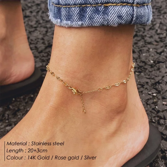 316 Stainless Steel Lips Chains Gold Color Anklet