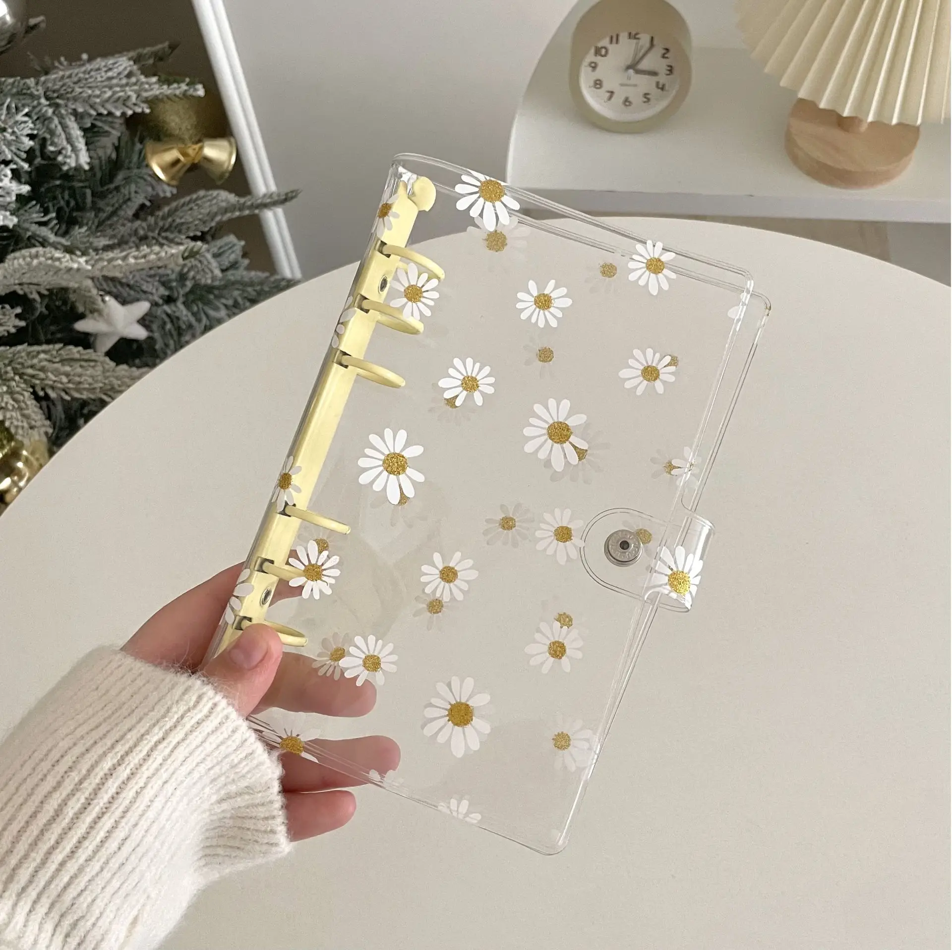 Transparen Daisy A5 Binder Kpop Photo Album Organizer Photocard Collect Book Cover with 6 Rings Journal Diary School Supplies