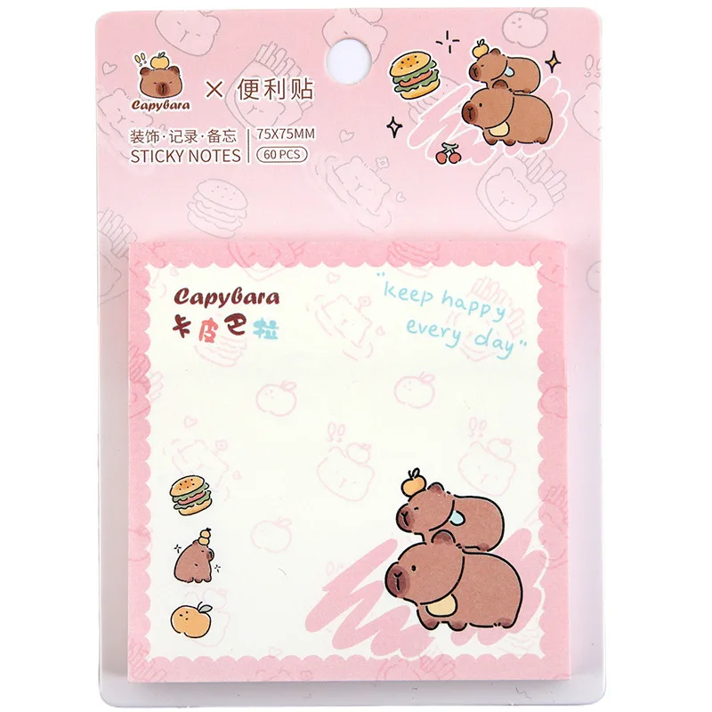 4 pcs/lot Happy Capybara Memo Pad N Times Sticky Notes To Do List Planner Sticker Cute Stationery Deco Art Supplies Gift 5
