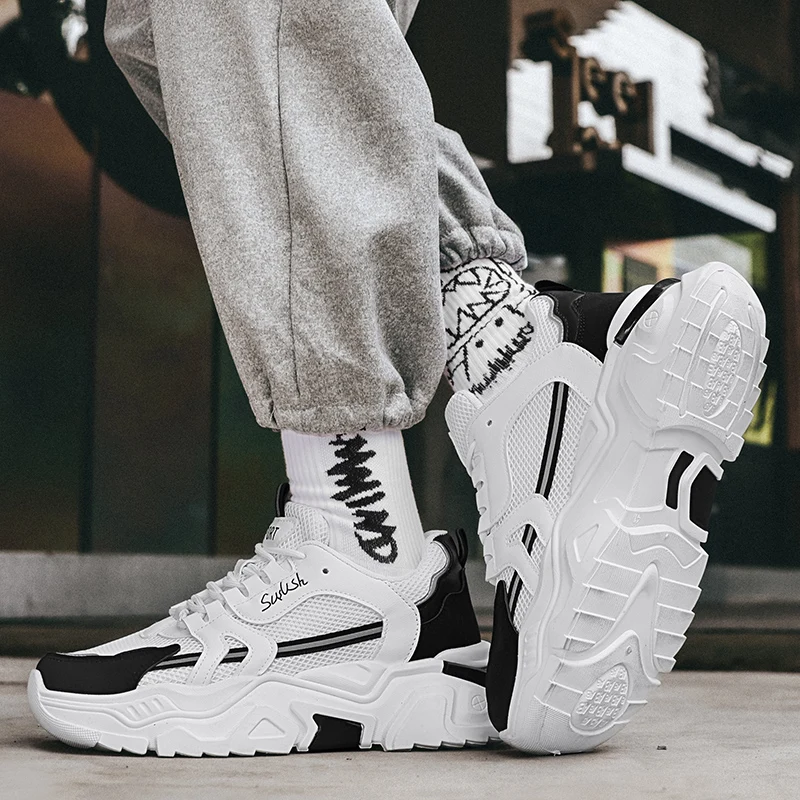 حذاء رياضي كاجوال شبكي سميك يسمح بمرور الهواء للطل...