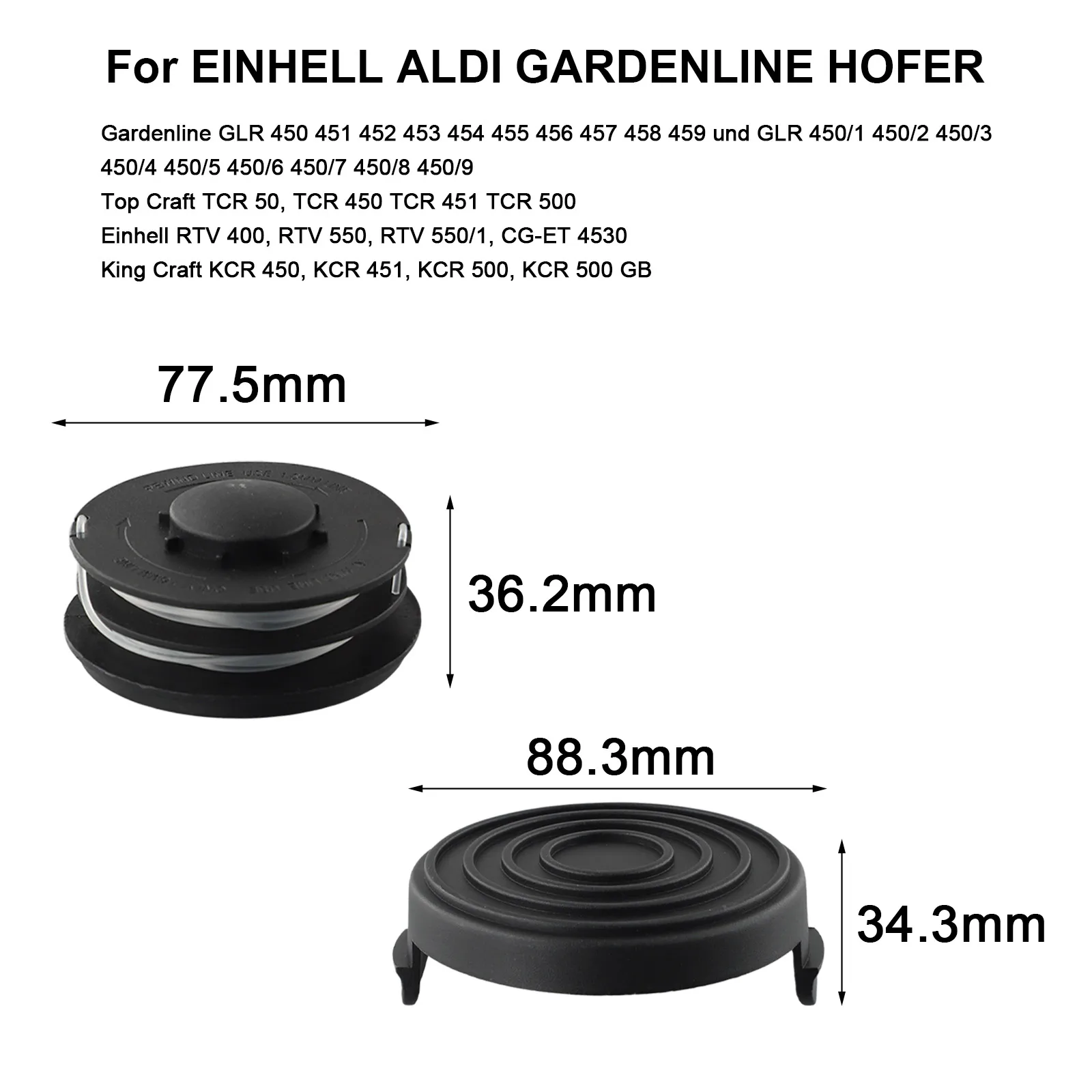 

4PCS Trimmer Spool Head For CG-ET 4530 RTV 400/RTV 550/RTV 550/1 For The Einhell Electric Lawn Trimmer GE-CT 4530 Replacement