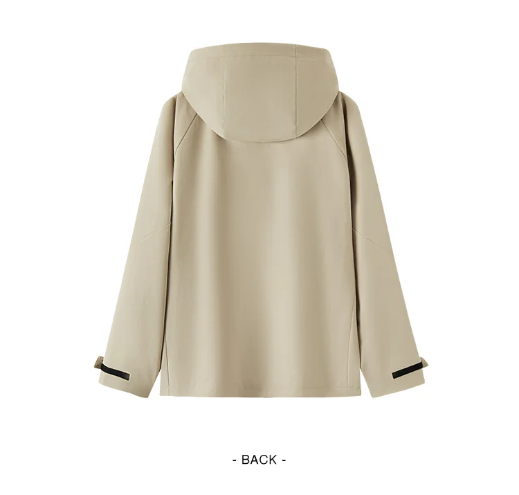Jacket Women Mid-Length Jacket Sleeves Loose-Fit Waterproof Oil-Resistant Stain-Resistant New Autumn Hooded Jacket