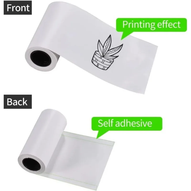 5 Rolls Thermal Paper White Sticky Paper BPA Free 57x30mm for PeriPage PAPERANG Poooli Phomemo Pocket Thermal Printer