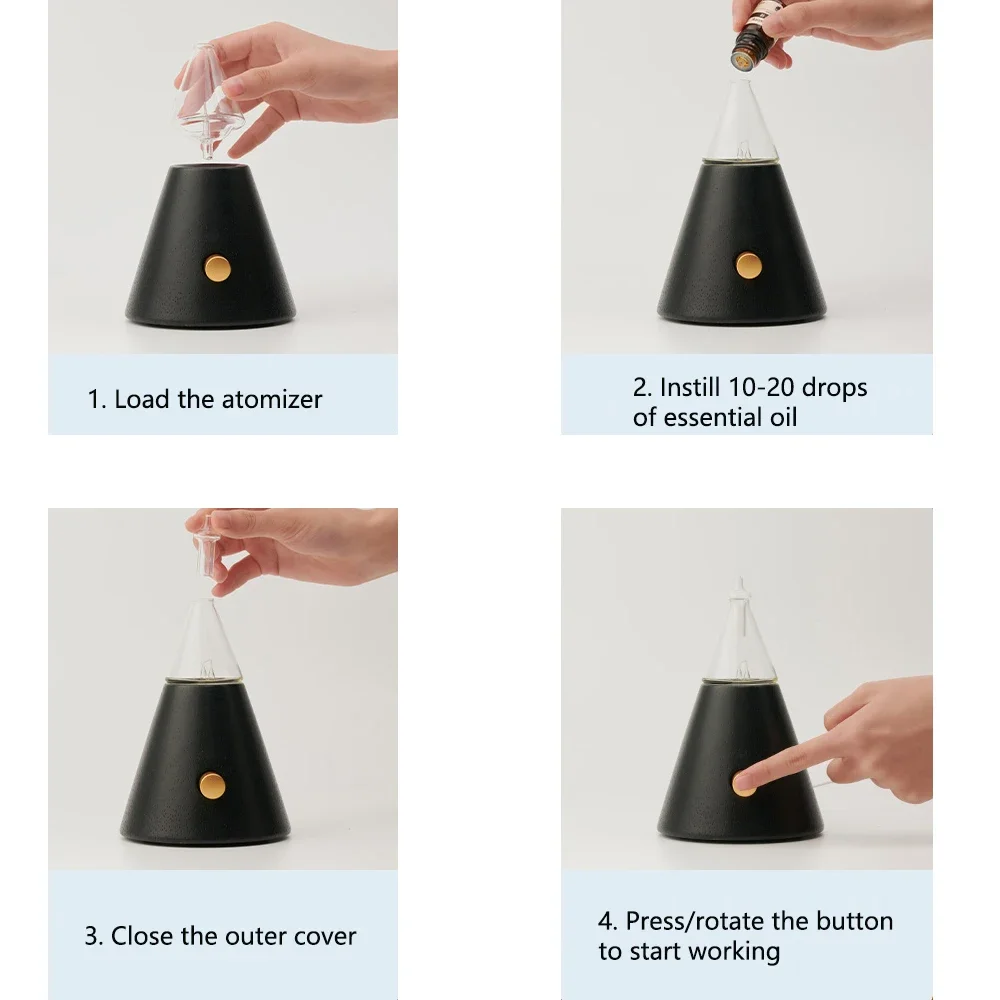 Waterless Essential Oil Ultrasonic Aromatherapy Scent Machine Air Nebulizing Glass Aroma Diffuser Room Office Gift_voghion.com