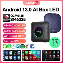 2023 CarlinKit CarPlay AI Box 안드로이드 13 QCM6225 8 코어 안드로이드 자동 무선 CarPlay 어댑터 WiFi 4GLTE 유선 CarPlay 자동차 용 GPS 64G 128G FOTA 업그레이드 연결