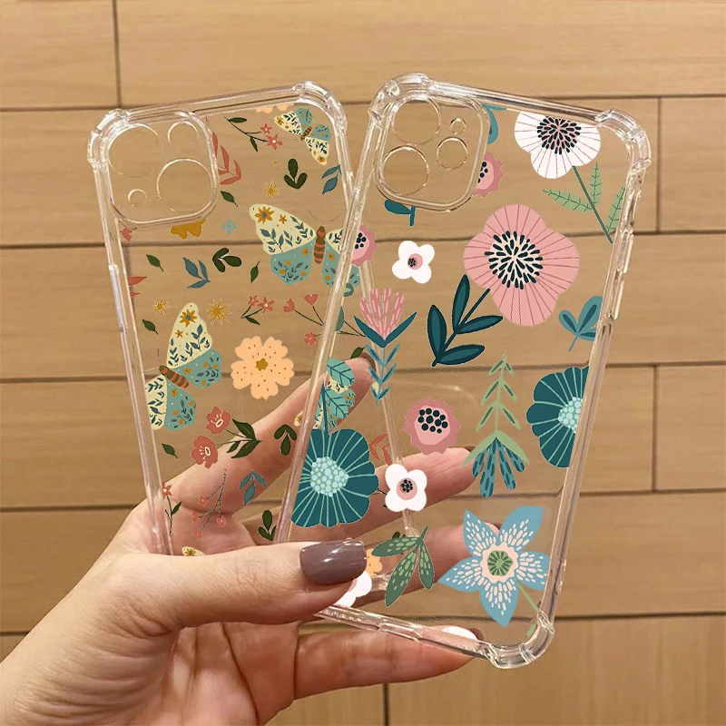 Spring Flowers Transparent Phone Case - Elegant Floral Design Cover