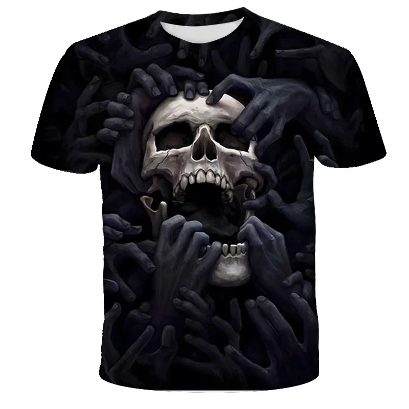 Фото Детская одежда футболка с принтом черепа Карателя уличная спортивная одежда с коротким рукавом быстросохнущая футболка для мальчиков одежда на Хэллоуин №2