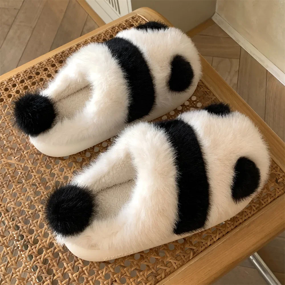 Women slippers cotton slippers warm slippers New Winter Women's Plush Slippers Soft Cute Panda Baotou Cotton Shoes Thickened Warm Home Anti Slip Soft Sole Shoes Girl