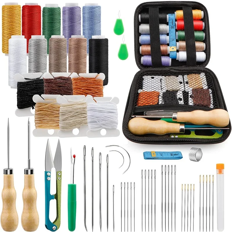 Kit Completo de Ferramentas para Costura em Couro com Fio Encerado e ...