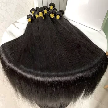 32 Inch Human Hair Bundles Brazilian Straight Raw Virgin 1 3 4 Bundle Double Weft Bundle For Black Women Ready To Wear 1