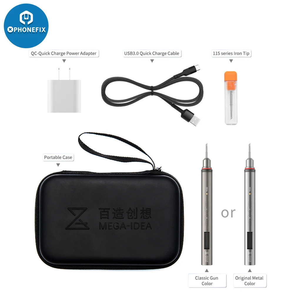 Qianli Mega-Idea Mini Solder Penna Per Saldatore Elettrico Nano Punte Per Saldatore Serie 115 Testa Per Saldatore Con Ricarica Rapida Universale 20W P