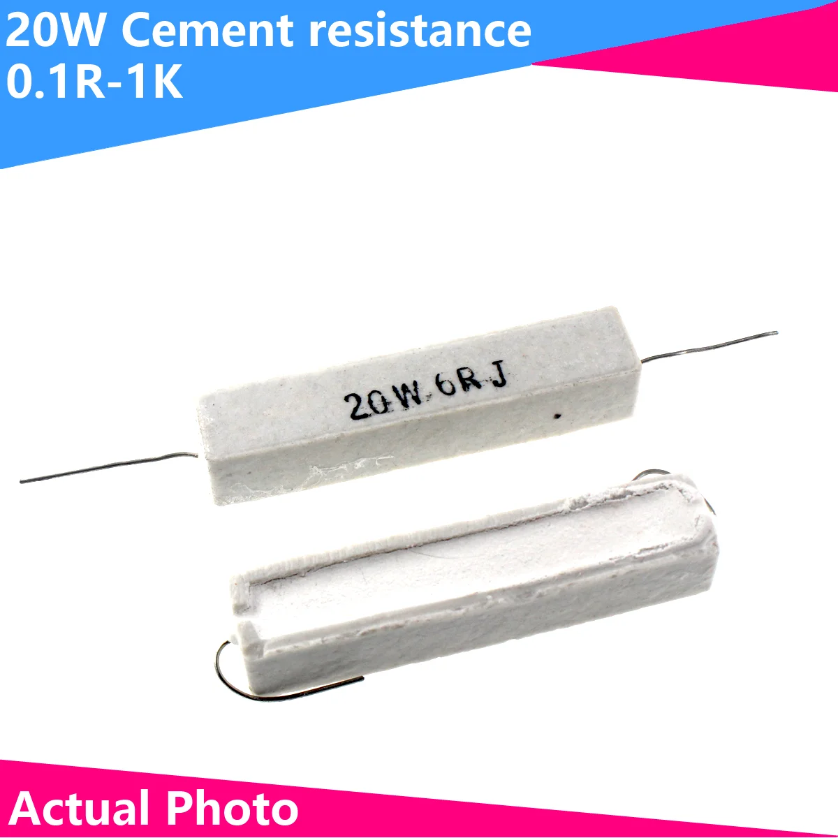 5PCS 20W Cement Resistor Power Resistance 5% 2R 3R 3.3R 4.7R 5.6R 8.2R 10R 15R 18R 20R 33R 47R 100R 360R 1K Ohm