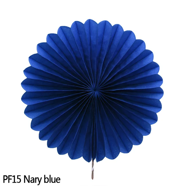 5pcs 10-30cm Color Tissue Paper Cut-Out Paper Fans Pinwheels Hanging Flower Paper Crafts for Wedding Party Birthday Decor Suppli PF15-Nary blue