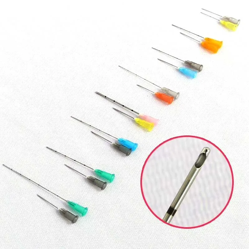 일반 끝 노치 엔도 바늘 팁 주사기 무딘 팁 마이크로 캐뉼라 의료 주사 바늘, 18G, 21G, 22G, 23G, 25G, 27G, 30G, 50 개
