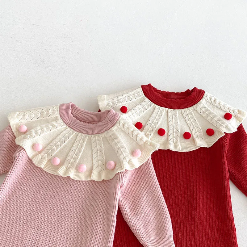 Autumn Baby Knit Romper Jumpsuit Set for Girls