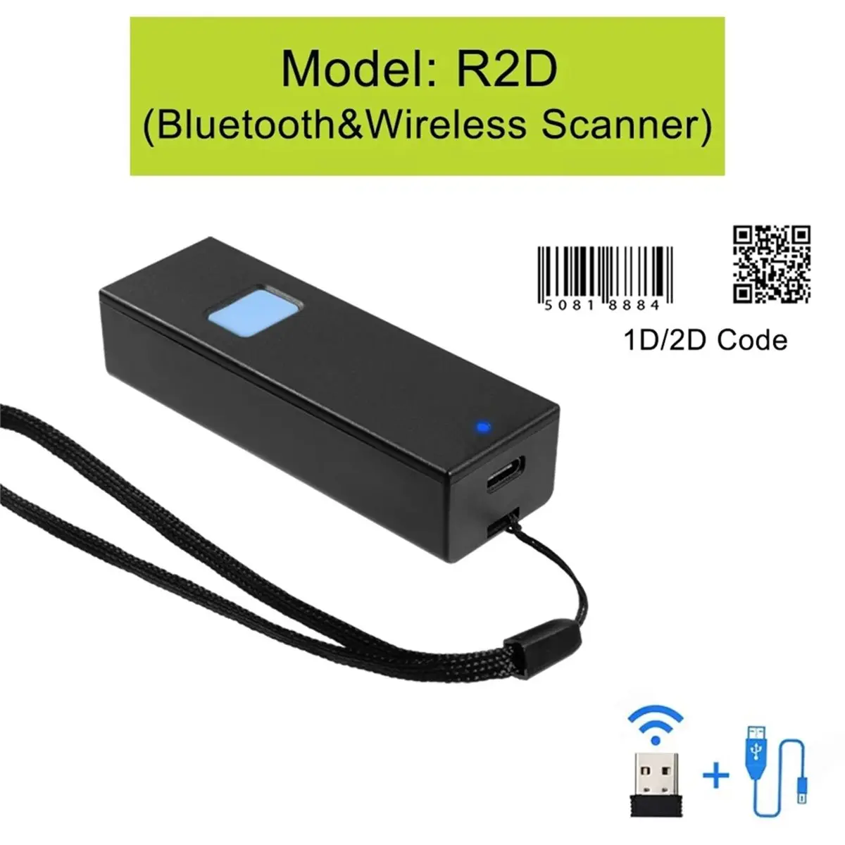 A10R 1D 2D 무선 블루투스 바코드 스캐너 미니 포켓 바 리더 휴대용 BT 리더 QR 코드 PDF417 스캐너 PC 폰용