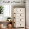 4 Tier Plastic Storage Containers with Doors & Wheels Foldable Organization Folding Storage Boxes for Living Room Bedroom Office 6
