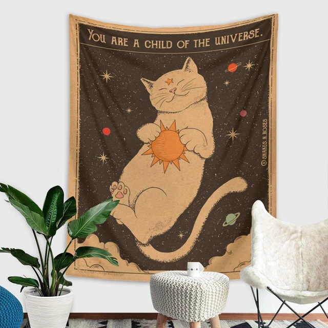 95X73Cm Tarot Macska Kudtáros Boszorkányság Nap Hold Örök Szívfal Lógó Boho Dekoráció Otthoni Hippi Matrac Lányok Kollégiumi - Image 4