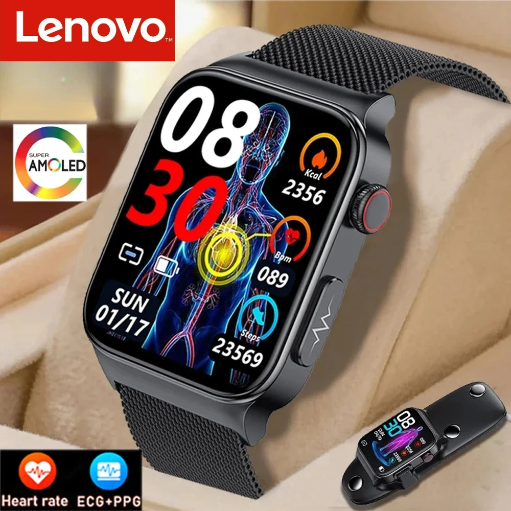Lenovo E500 Glicemia Smartwatch Elettrocardiogramma Temperatura Ossigeno Nel Sangue Monitoraggio Del Sonno Ecg + Ppg Sport Smart Watch