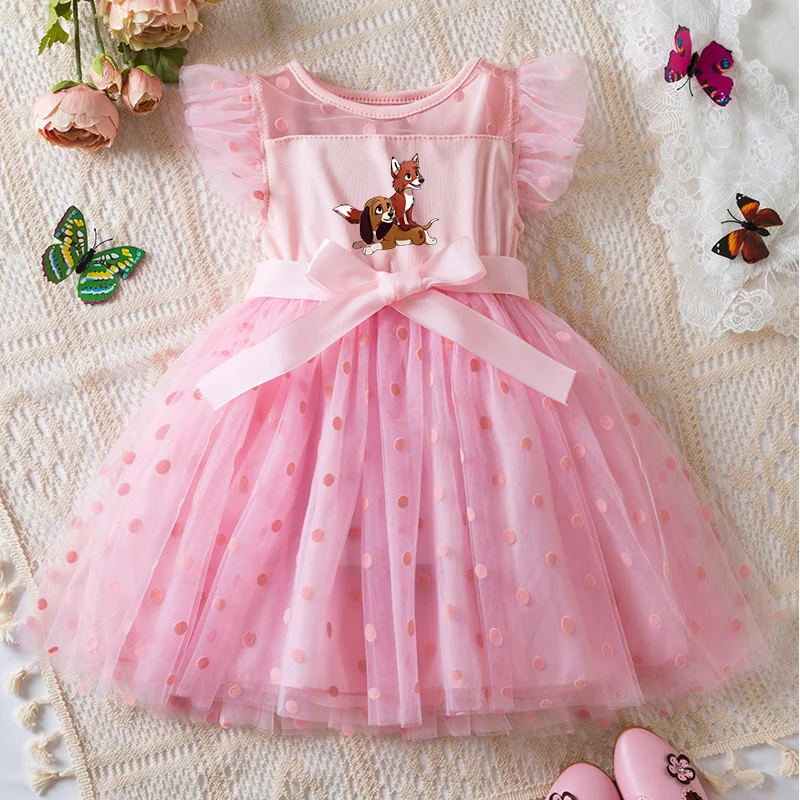 

Fox and Hound Summer Baby Girl Princess Dress Mesh Skirt Summer Sleeveless Clothes Wedding Party Dresses 2-6Y