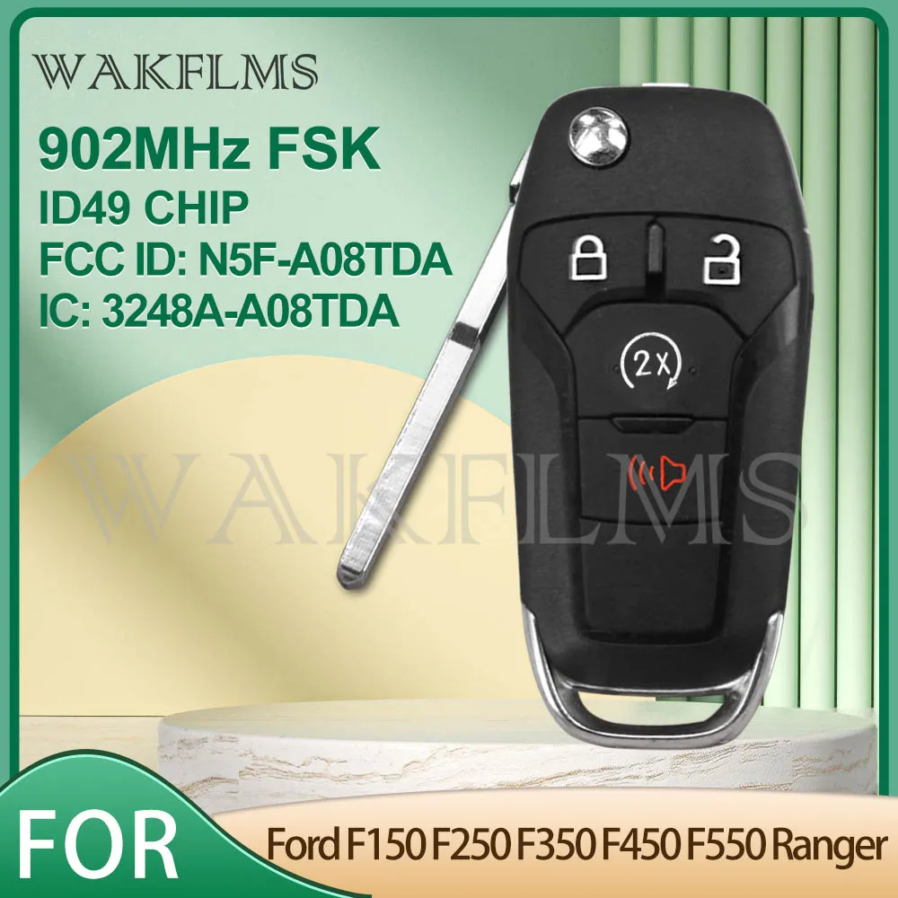 OEM Ford 3-Button Flip Key Fob Replacement - Compatible With F150, Bronco, Ranger & More