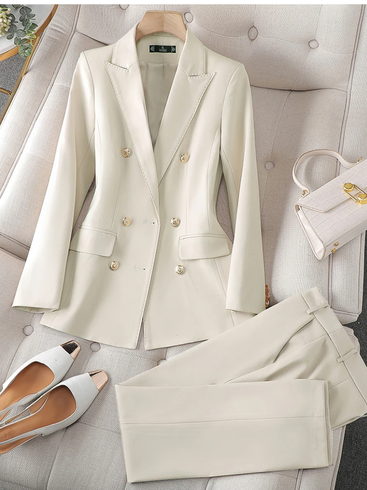 

Luxury And Elegant Two-Piece Women's Fashion Slim Korean Trousers Office Business Formal Blazer And Casual Trousers Women's Suit