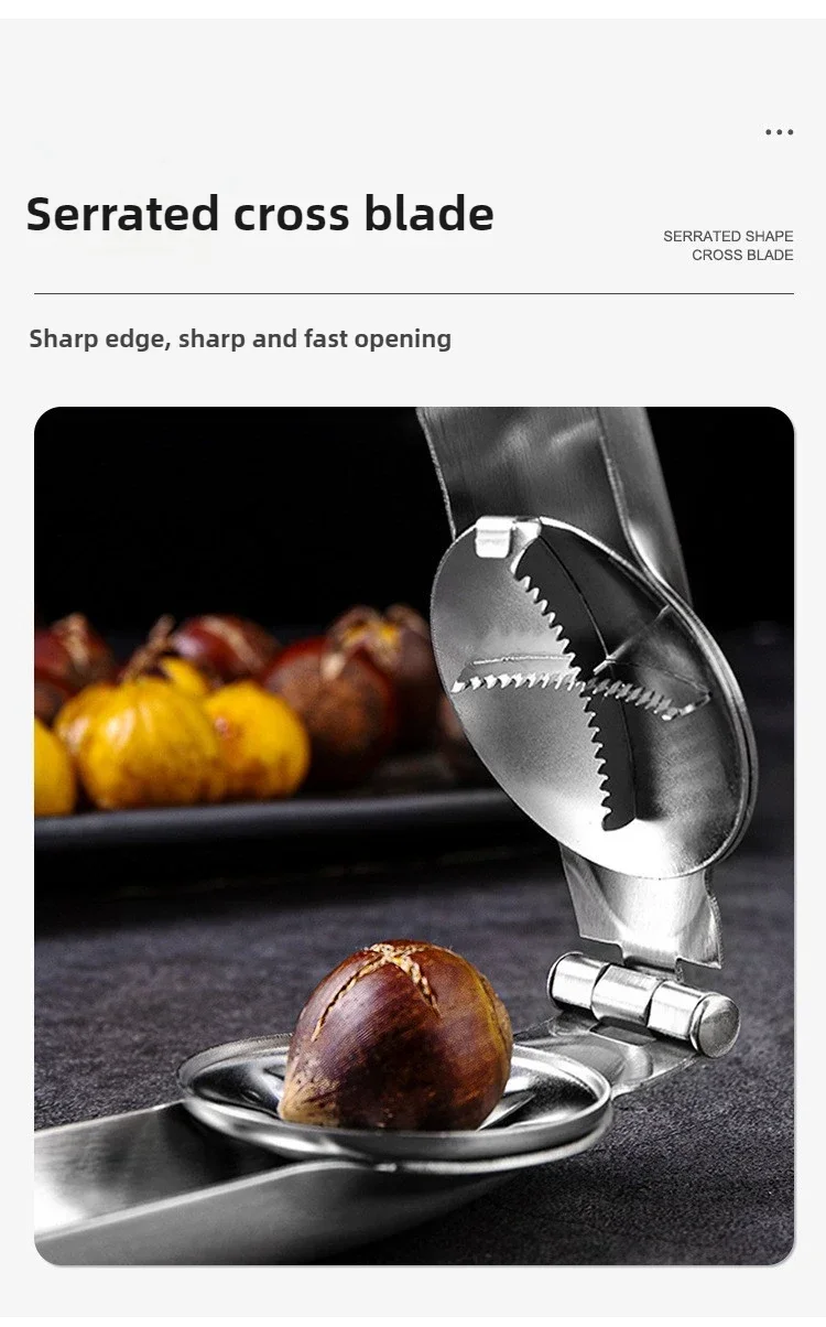 2025 Stainless Steel Chestnut Opener, Cross Shaped Chestnut, Household Multifunctional Peeling Tool, Chestnut Clip, Walnut Clip