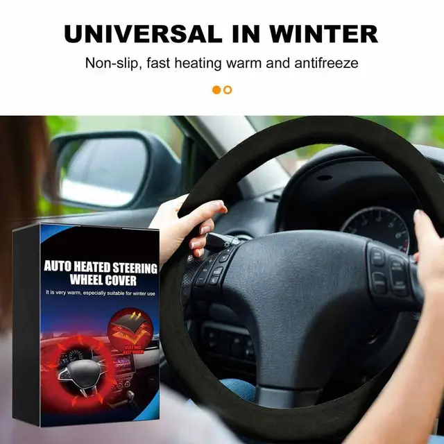 12V Winter Auto Erhitzt Lenkrad Abdeckung Auto Lenkrad Schutz Abdeckung  Zigarette Leichter Stecker Heizung Warm Halten Abdeckung - AliExpress