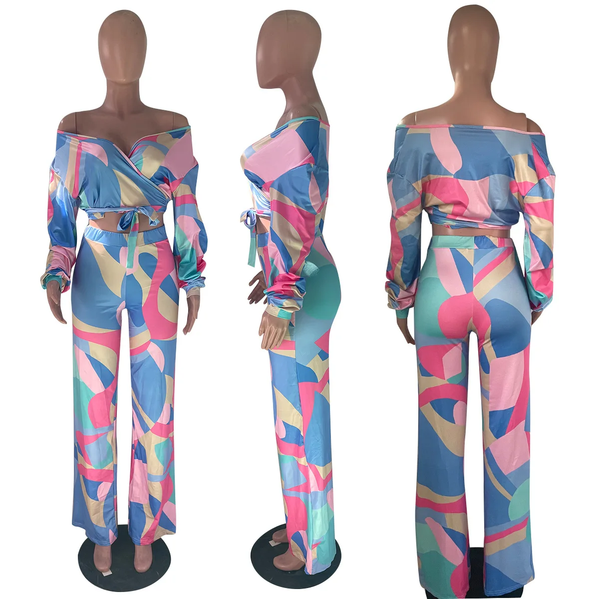 2 Piece Sets Fashion Bazin Print Dashiki Women Blouse Yomadou Elastic Color Pattern Suits Top And Pants For Lady Outfit 2023 New