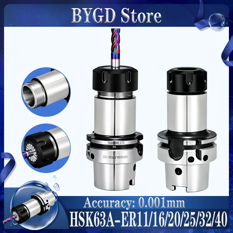 BYGD HSK HSKA63 ER HSK63A ER11 HSK63A ER16 HSK63A ER20 HSK63A ER25 HSK63A ER32 HSK63A ER40 Werkzeughalterhalterung Werkzeugspannzange
