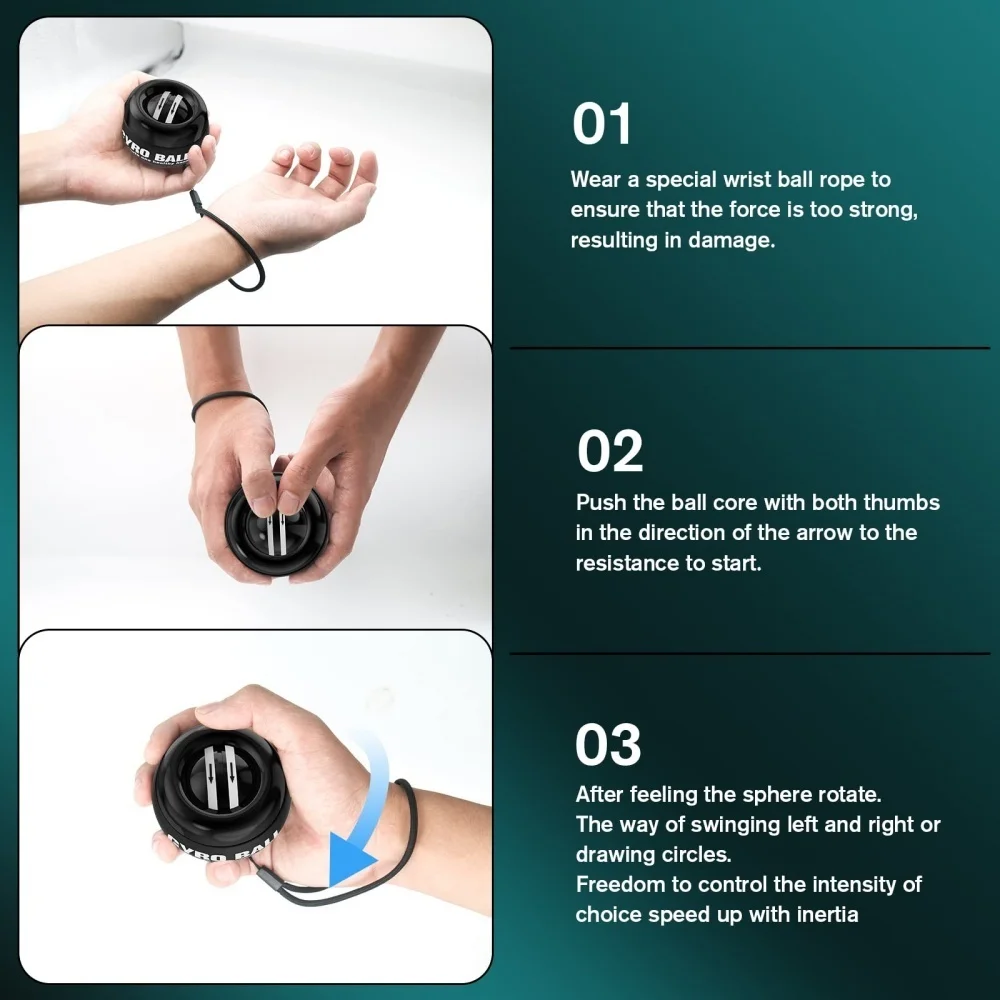 Wrist Trainer Ball Auto-Start Wrist Strengthener Gyroscopic Forearm Exerciser Gyro Ball for Strengthen Arms, Muscles