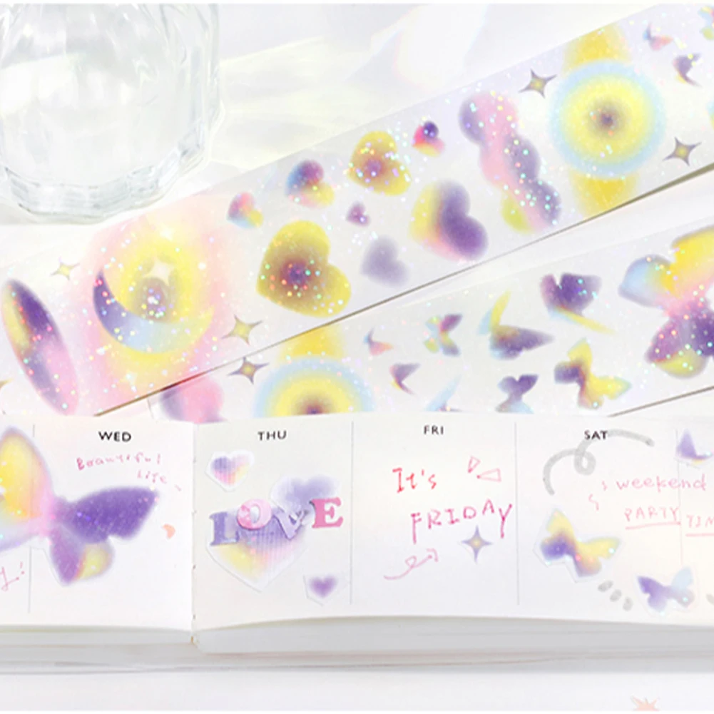 나비 시리즈 장 마스킹 테이프, 플래너 스크랩북용 호일, 40mm 와이드 와시 테이프 저널 용품