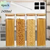 2/4Pack-1450Ml Square Glass Jar, Glass Storage Container with Lid, Wide-Mouth Pasta Jar, Kitchen Storage Jar, Kitchen Pasta, Cereals, Oats, Sugar, Biscuits, Bean Storage, Air-Closed Glass Jar Set, Kitchen Organization and Storage 1