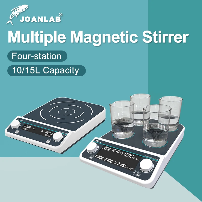 JOANLAB Multiple Magnetic Stirrer Digital Display Laboratory Stirrer Magnetic Mixer Four-station 500ml*4