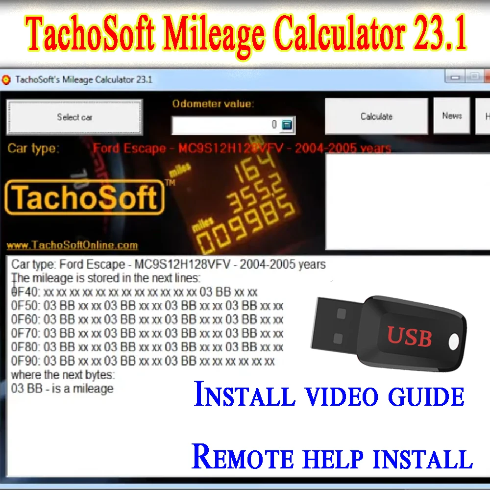 

TachoSoft Mileage Calculator 23.1 Counter Calculation Software V23.1 with License Digital Odometer Calculators