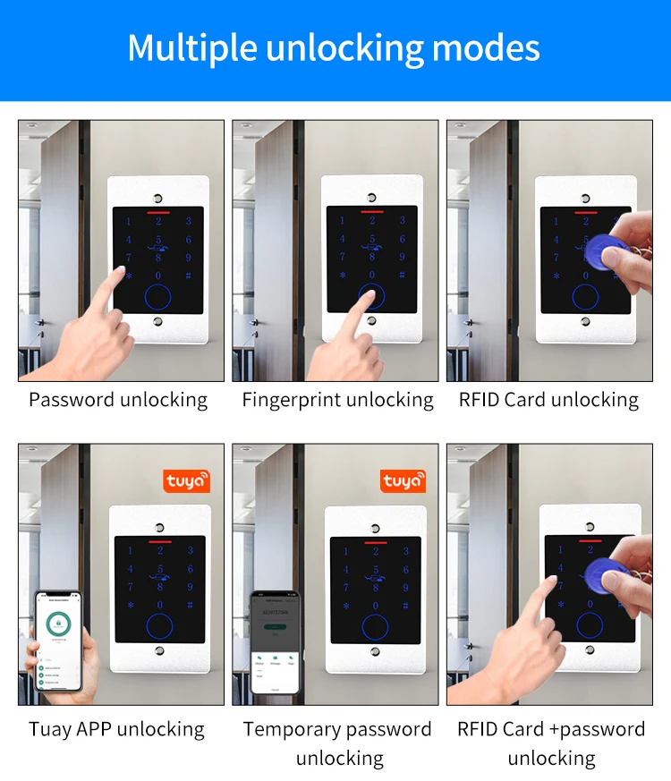 WiFi Tuya Smart Door Lock Keyboard RFID Access Controller Waterproof Metal Keypa