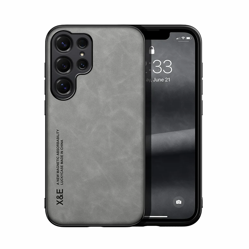 Suede Sheepskin Leather Magnetic Phone Case Cover