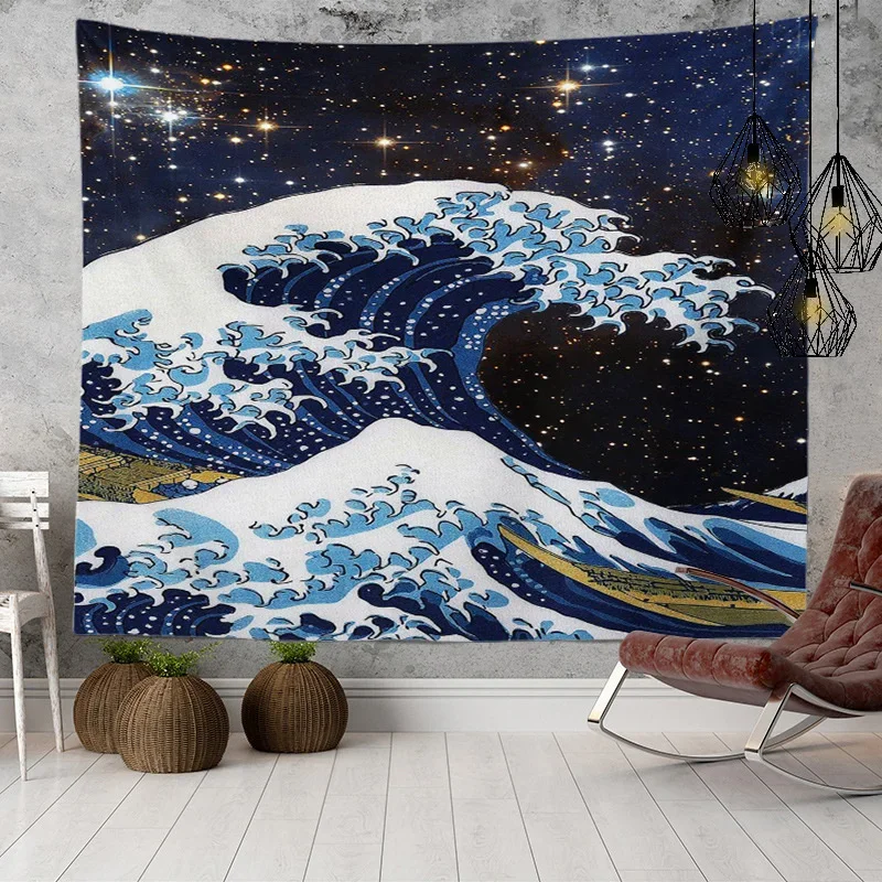 Decorative Home Japanese Tapestry Japan Mount Fuji Tapestry Art Printed The Great Wave of Kanagawa Wall Hanging