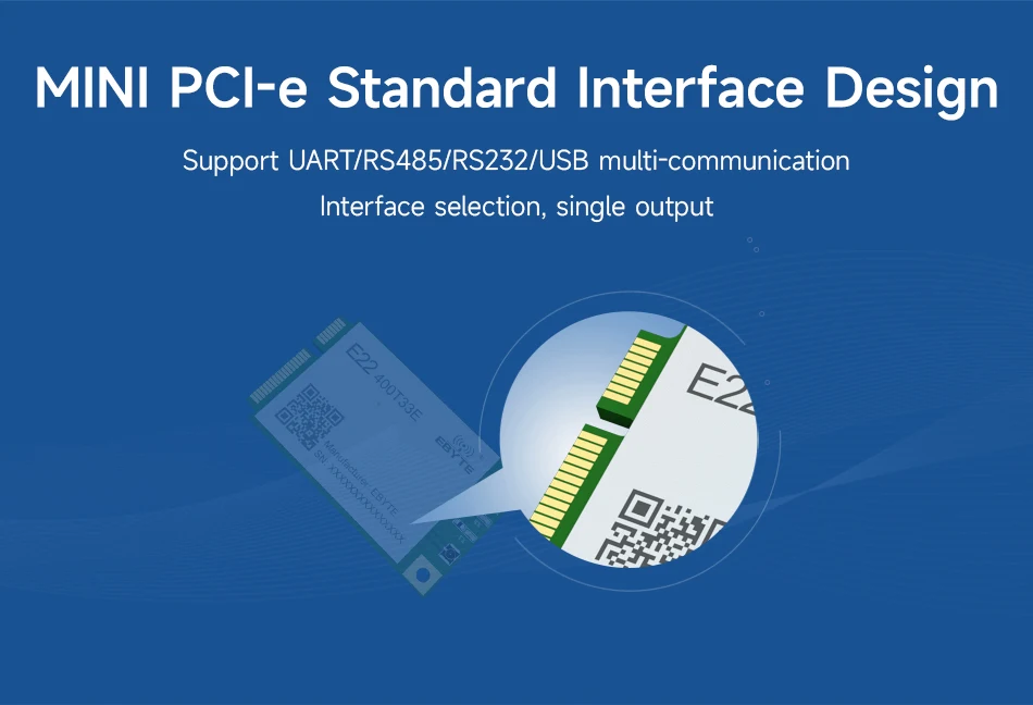 E22-400T33E, 33dbm, 12km, Mini PCI-e, UART, RS485,