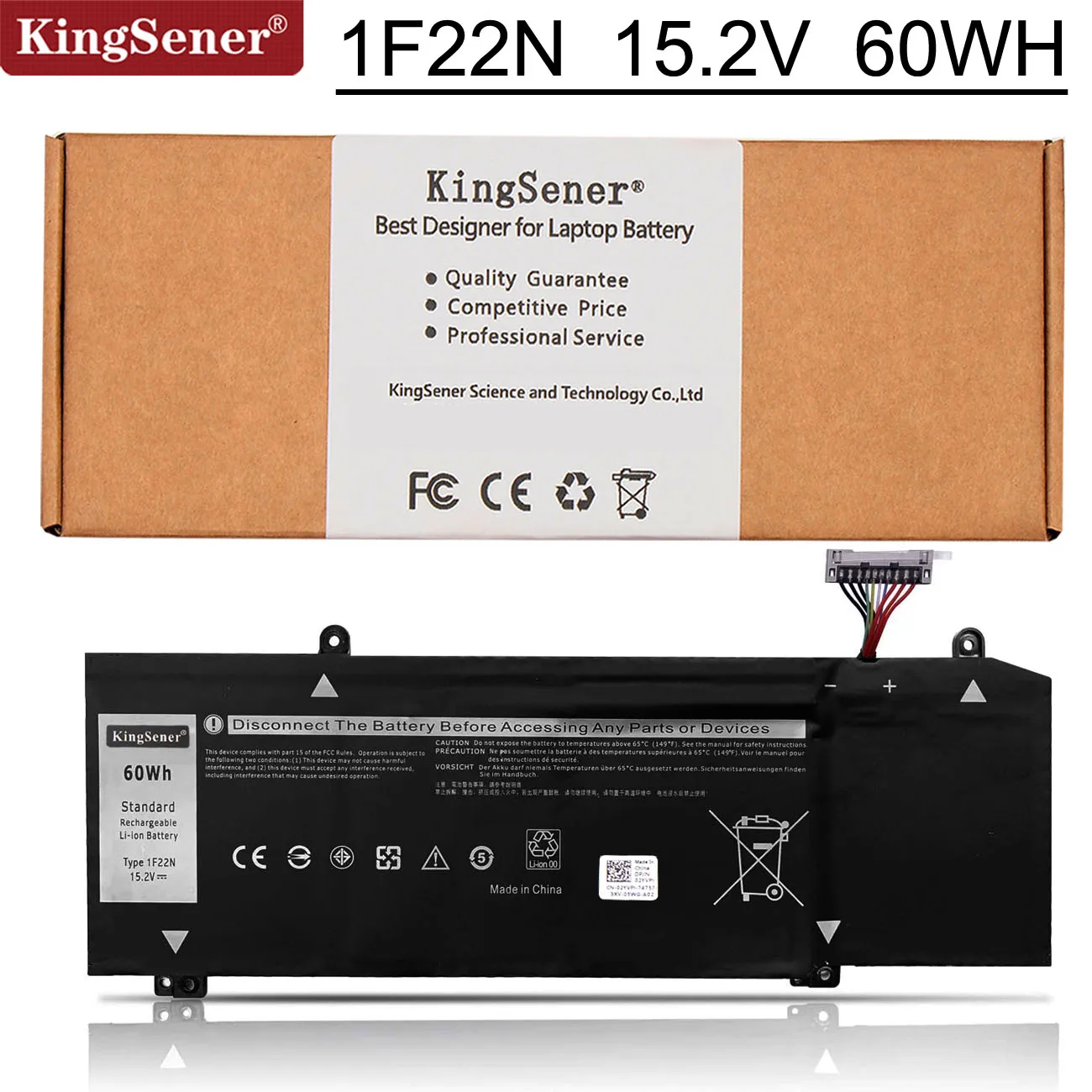 Kingsener 1f22n Xrgxx Bateria do Portátil para Dell Alienware 2023 Orion M15 M17 r1 P82f P40e P79f P37e g5 5590 g7 Inspiron 7590 7790