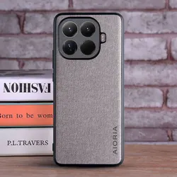 Luxury Textile Leather Phone Case with Soft TPU and Hard PC Materials for Xiaomi 15T (Light Grey)