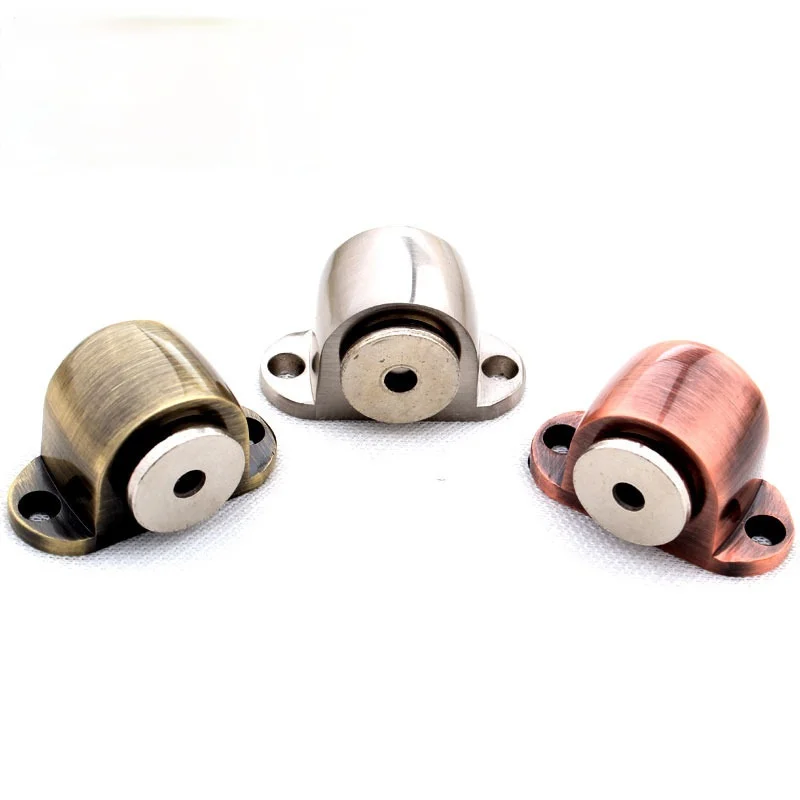 Zinc Alloy Door Stop Casting Powerful Floor-mounted Magnetic Holder 54mm*35mm Satin Nickel Brushed Door Stopper
