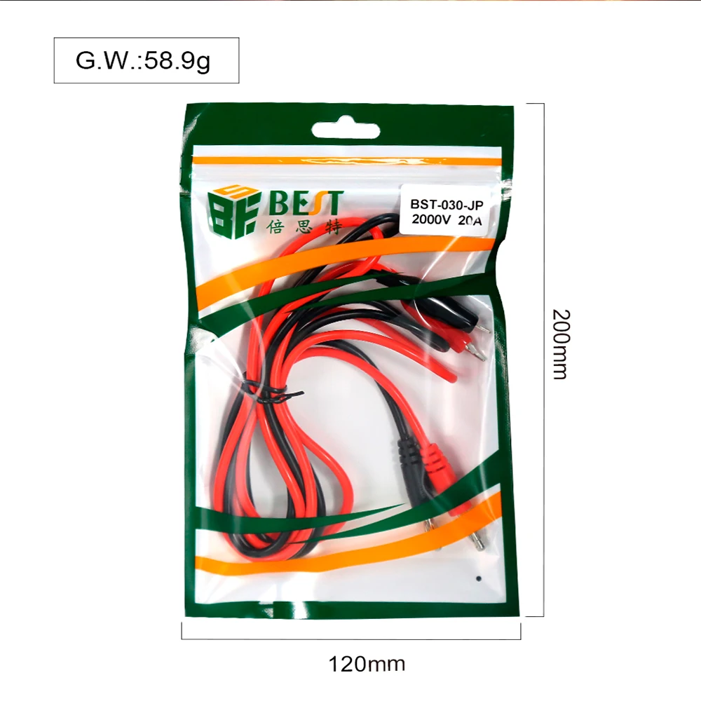 Alligator clips test leads BST- 030 JP/010JP Silicone Two Clamp Power Cord Probe Superconducting Probe Accurate Measurement Test Leads Crocodile Clip Tools