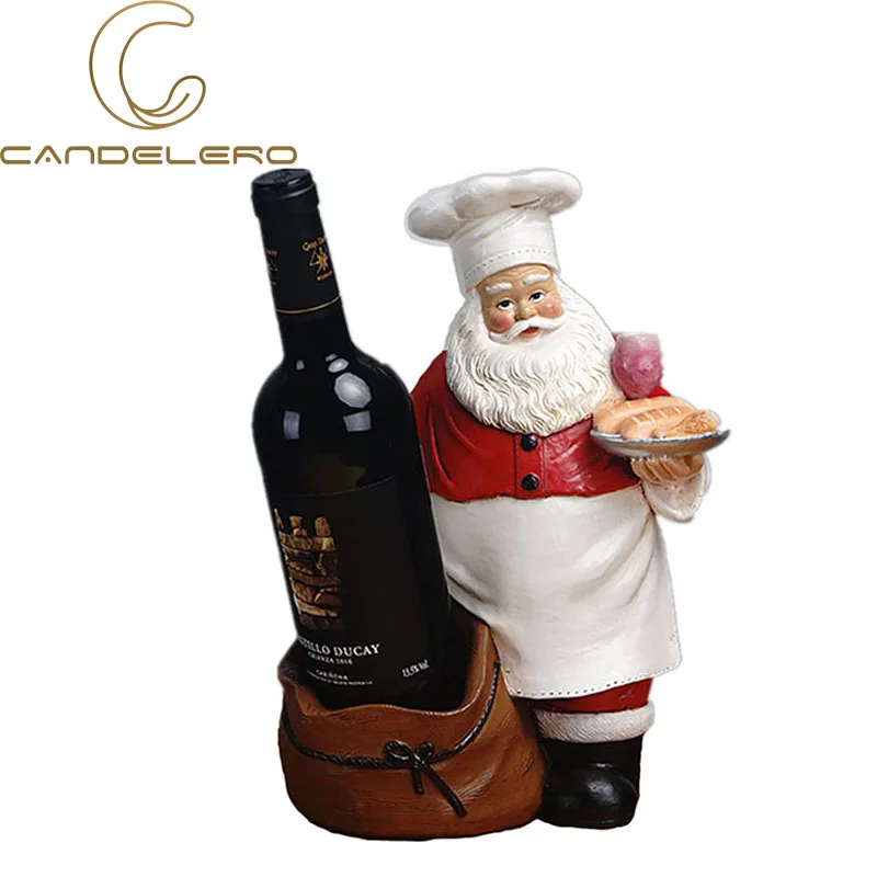 Wine-Racks-Standing-Chef-Christmas-Statue-Santa-Claus-Sculpture-Bottle ...