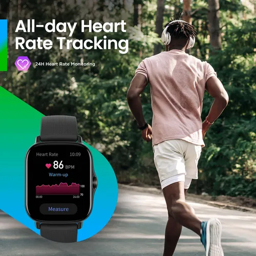 [새 버전] Amazfit GTS 2 Smartwatch 모든 건강 및 피트니스 추적 스마트 워치 Alexa 내장 안드로이드 IOS 전화 5