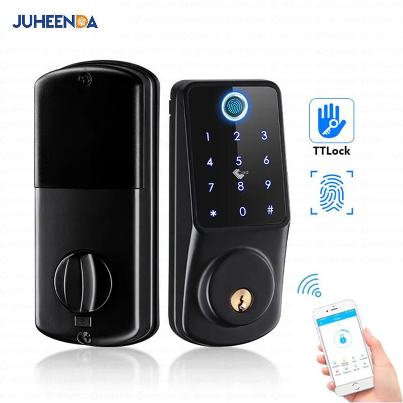 

TTLock Or Tuya APP Smart Remote Control Fingerprint Biometrics Password Card Code Keyless Home US Deadbolt Automatic Latch Lock