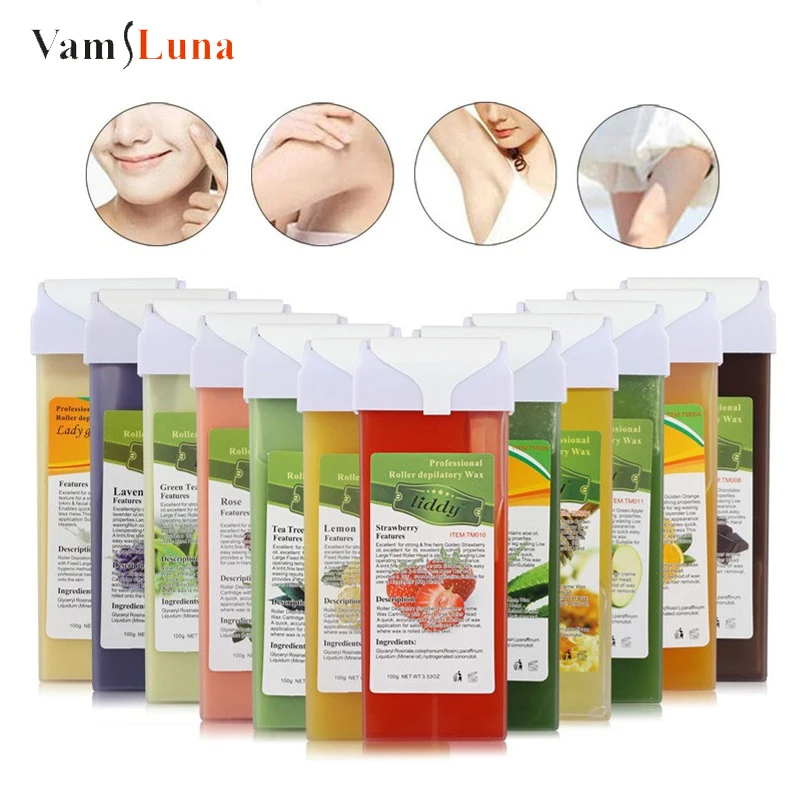 

4pcs/ 8pcs Wax Cartridge For Hair Removal Hot Depilatory Warmer Heater Waxing Scents Roll For Women And Men Skin 100g