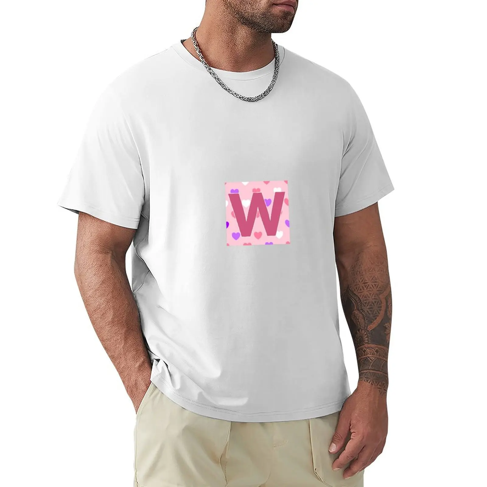 

W (pink,) T-shirt sublime cute tops oversized men clothing