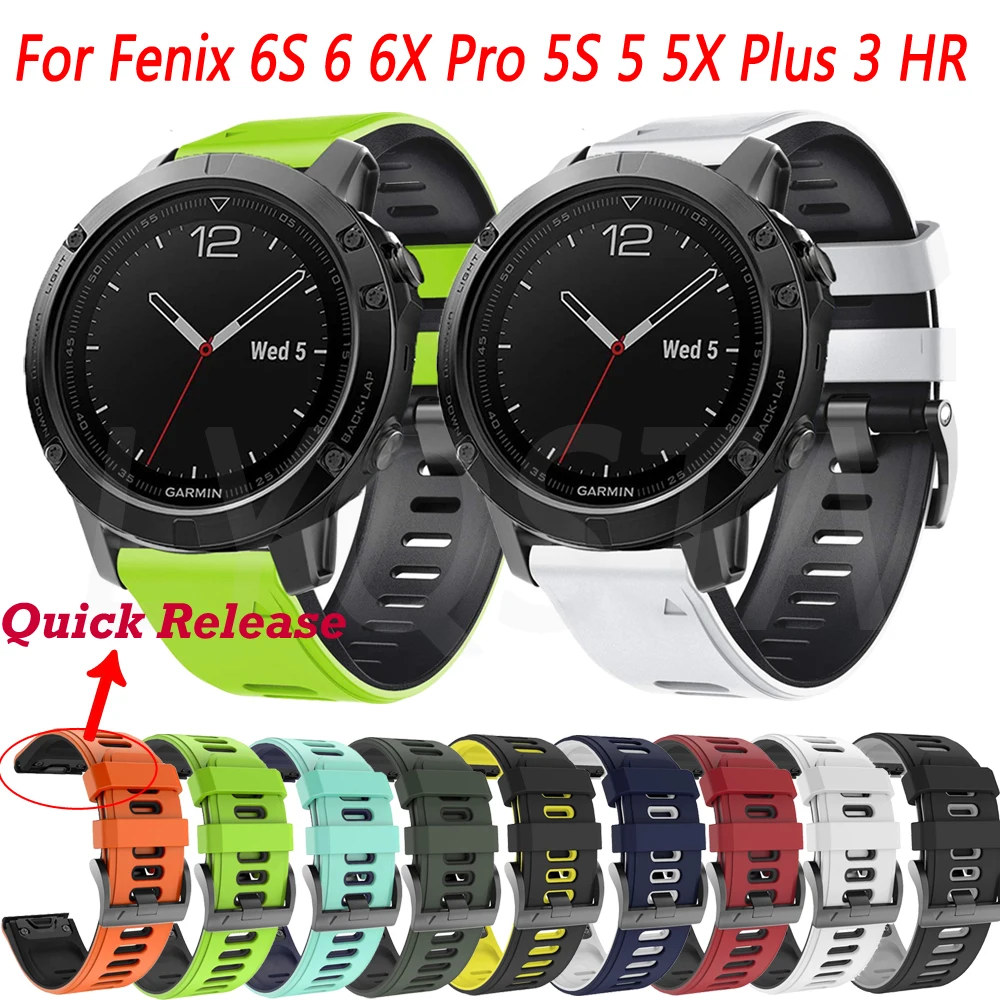 

26 22 20MM Watchband For Garmin Fenix 5 5X 5S Plus 3 HR 6X 6 6S Pro Watch Quick Release Silicone Sport Easyfit Wrist Band Strap