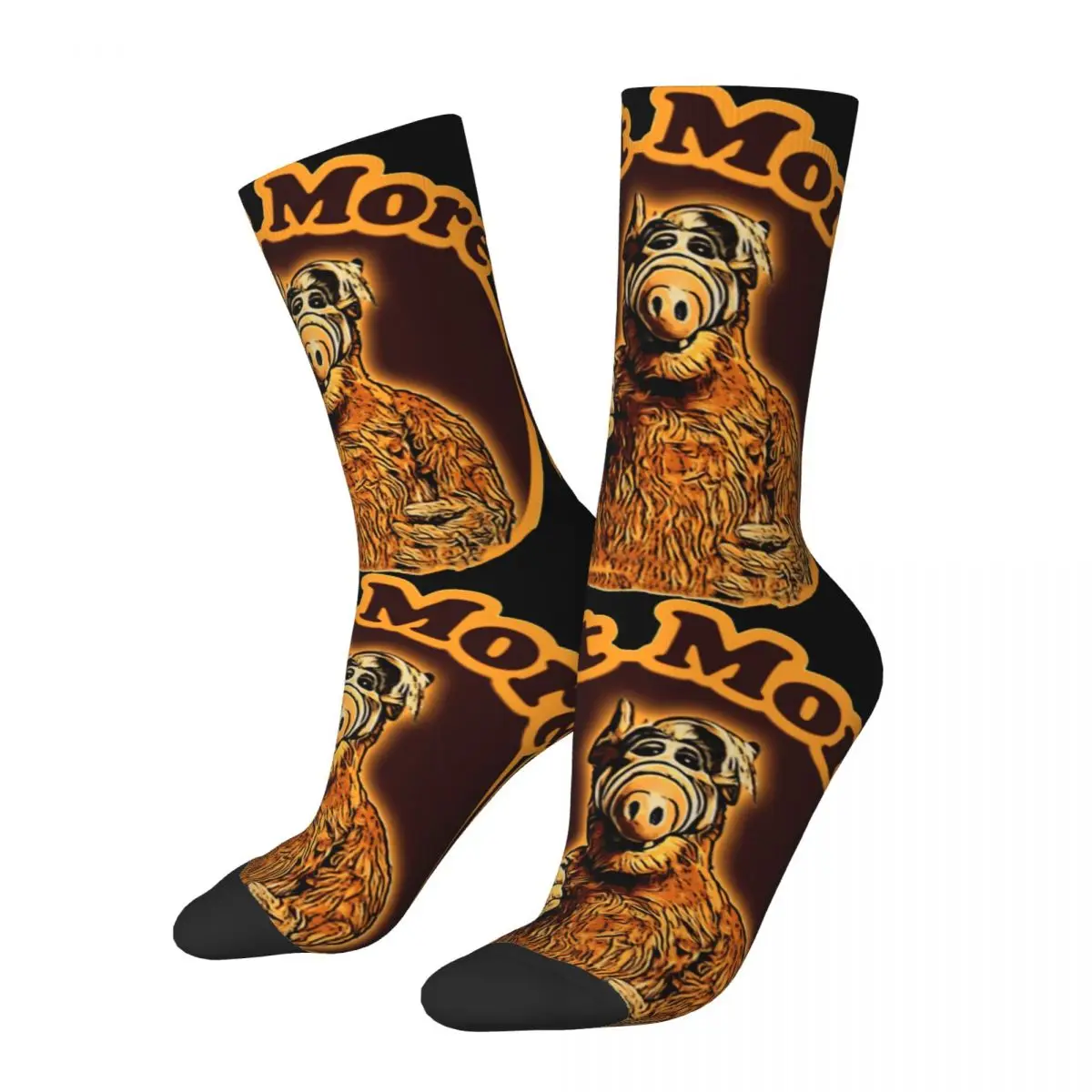 

Happy Men's Socks Eat More Vintage ALF The Animated Series Harajuku Novelty Crew Sock Gift Pattern Printed